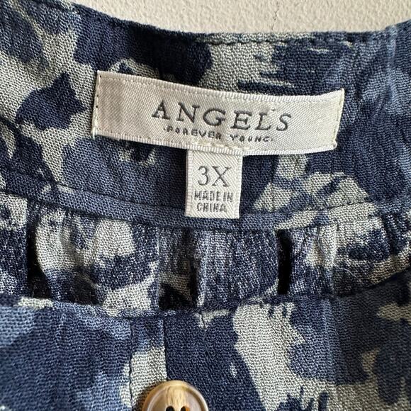 Angels Forever Young Kehlani Square Neck Long Sleeve Blouse Top Blue 3X - Picture 4 of 12